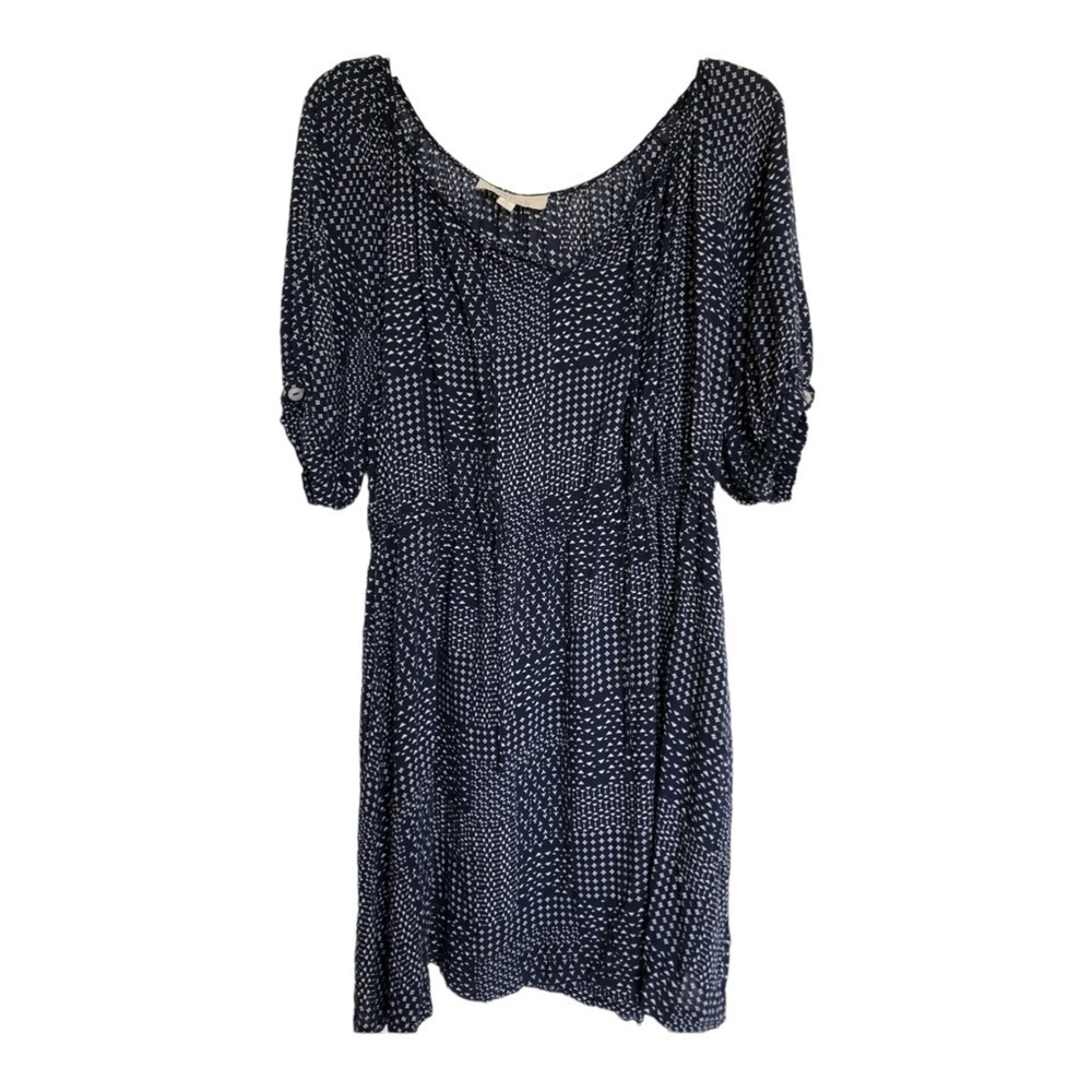 Olive & Oak Boho Tunic Mini Dress Size Medium Geometric Print Cottagecore‎ Rayon